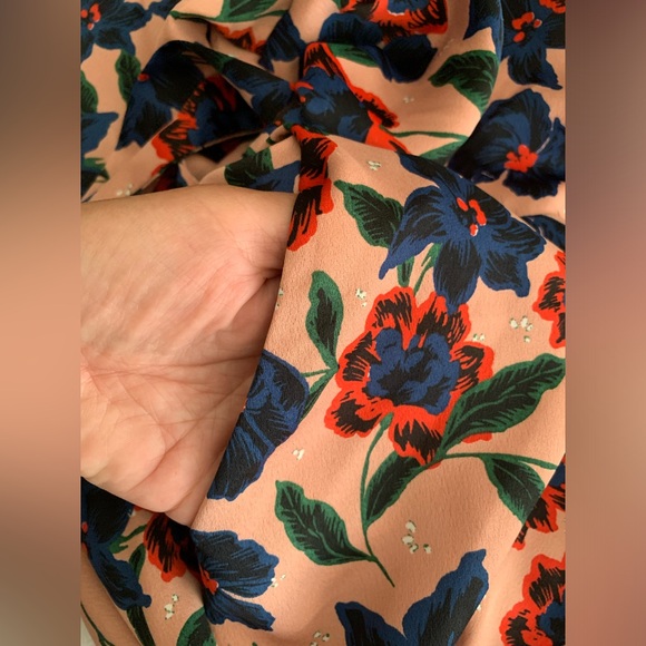 Zara Midi Length Floral Dress Long Sleeve Waist Tie Pockets Medium NWT - Picture 7 of 16